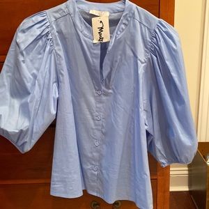 Karlie Small NWT Carolina blue puff sleeve top blouse